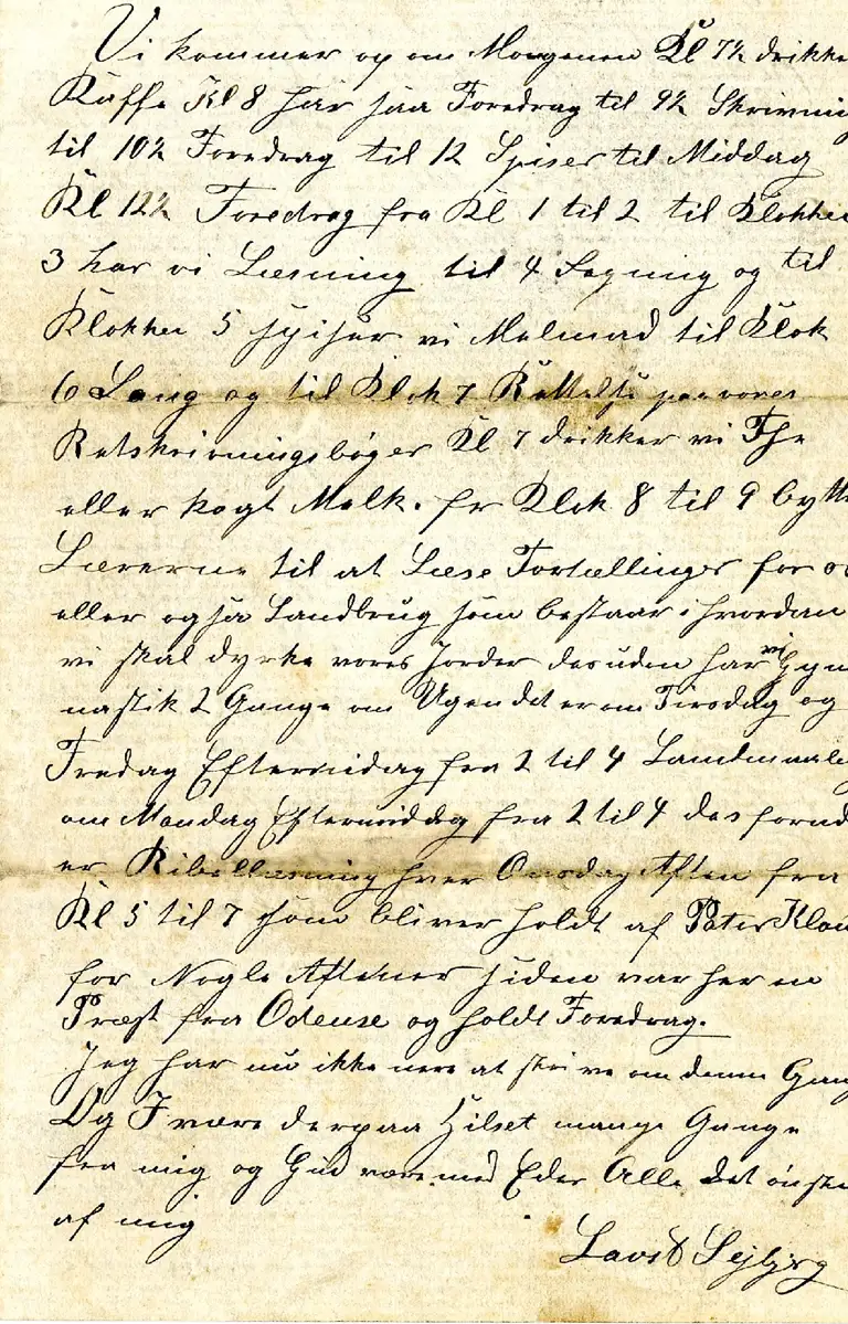 Udsnit af Lavst Sejbjergs originalbrev 11.12.1876
